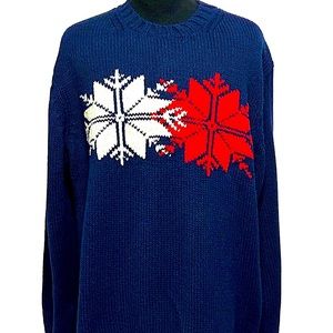 RARE »-Tommy Hilfiger-» Men’s Cozy VTG Holiday Snowflakes Pullover Knit Sweater
